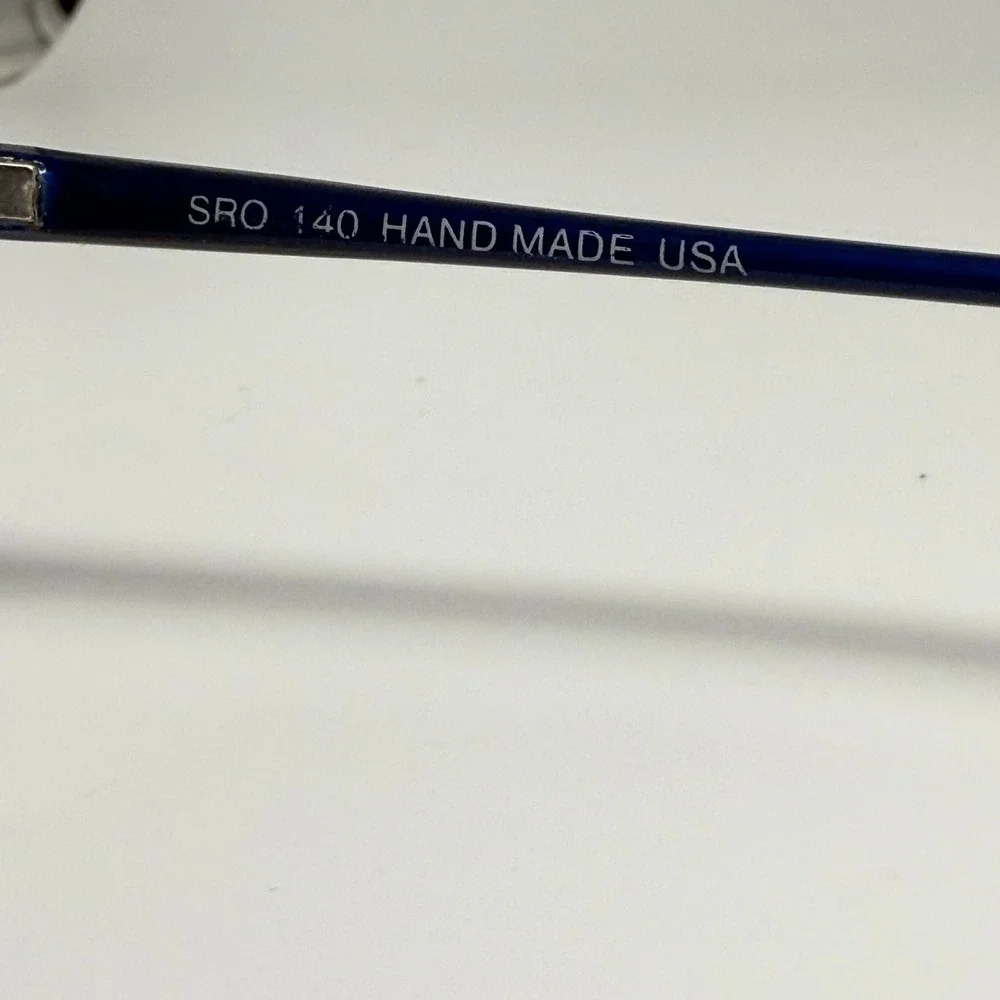 Vintage SRO Heidi BL Eyeglass Frames Champagne Navy Blue Round Cat Eye USA 140